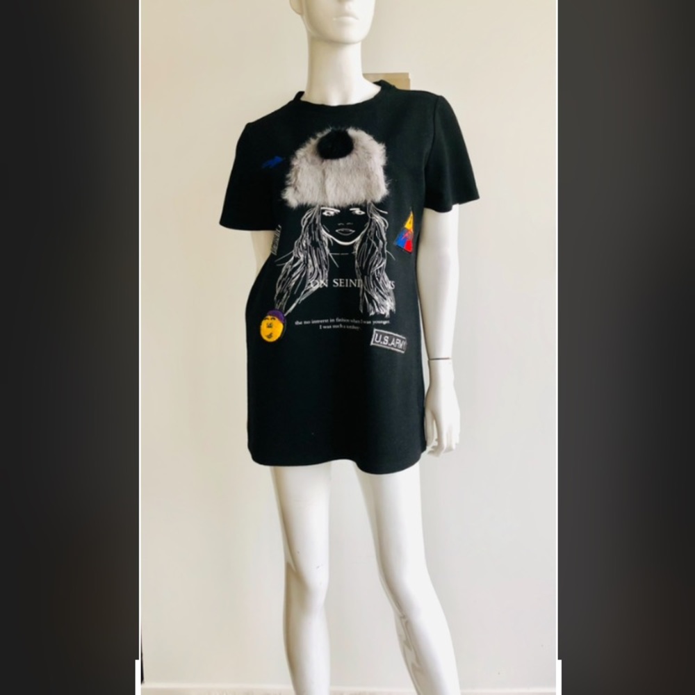 Short sleeve t-shirt dress black t-shirt